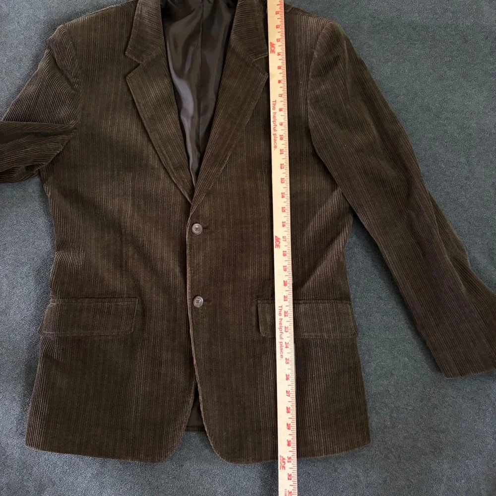 Vintage Corduroy Blazer Mens Large Brown Herringbone Wide Wale Two Button Jacket